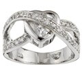 Sterling Silver Cubic Zirconia Heart Ribbon Ring
