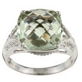 14k Gold Green Amethyst and 1/10ct TDW Diamond Ring (Size 7)