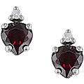 10k Gold Diamond and Garnet Heart Earrings