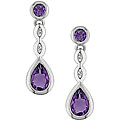10k Gold Diamond and Amethyst Drop Earrings