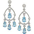 10k Gold Diamond Blue Topaz Chandelier Earrings