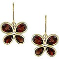10k Gold Garnet Butterfly Hook Earrings