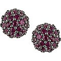 Sterling Silver Ruby Stud Ball Earrings