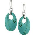 Sterling Silver Oval Turquoise Hook Earrings