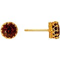 14k Gold Genuine Garnet Crown Setting Earrings