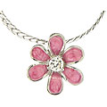 Sterling Silver CZ Pink Enamel Necklace