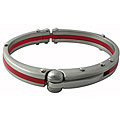 Stainless Steel and Red Rubber Bangle Bracelet