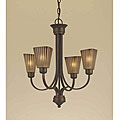 Nouveau Bronze and Striped Glass 4-light Chandelier