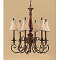 6-light Chandelier in Antique Gold and Shirred Shades