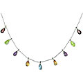 Silver Multi-color CZ Cleopatra Style Necklace