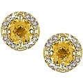 14k Yellow Gold Citrine and Diamond Earrings