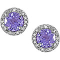 14k White Gold Amethyst and Diamond Earrings