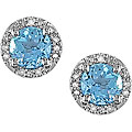 14k Gold Blue Topaz and Diamond Earrings