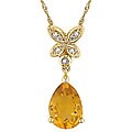 14k Gold Diamond and Teardrop Citrine Necklace