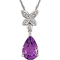 14k Gold Teardrop Amethyst and Diamond Necklace