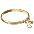 14k Gold over Silver Polished Heart Charm Baby Bangle