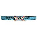 Patent Beau Nouveau Metallic Blue Leather 14-inch Pet Charm Collar
