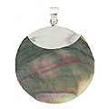 Sterling Silver Grey Shell Disc Necklace