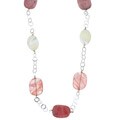 Sterling Silver Cherry Quartz and Mother of Pearl Necklace