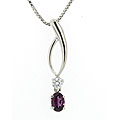 Sterling Silver Genuine Rhodalite and CZ Necklace