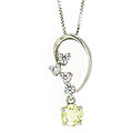 Sterling Silver Lemon Quartz and CZ Necklace