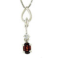 Sterling Silver Genuine Garnet with CZ Necklace