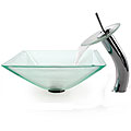 Aquamarine Frosted Sink and Waterfall Faucet