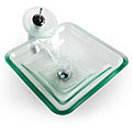 Kraus Oceania Frosted Glass Vessel Sink and Waterfall Faucet Chrome