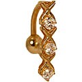14k Gold and CZ XOXO Banana Belly Ring