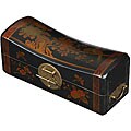 Black Leather Butterflies and Flowers Jewelry Box