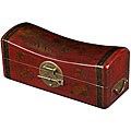 Leather Painted Butterflies and Flowers Jewelry Box