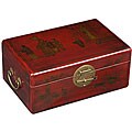 Handmade Red Leather Chinese Village Jewelry Box