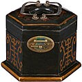 Black Leather Chinese Prosperity Symbol Tissue Box