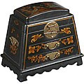 Handmade Black Leather Chinese Peony Jewelry Box