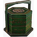 Handmade Chinese 'Coin' Green Leather Storage Box