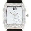 Paul Du Pree Women's Crystal Black Strap Watch