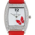 Paul du Pree Crystal Red Strap Watch