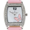 Paul du Pree Crystal Pink Strap Watch