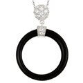 Meredith Leigh Sterling Silver Round Onyx and Cubic Zirconia Necklace