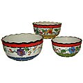Fiesta Collection Hand-painted 3-piece Serving Bowl