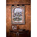 Floral Grandeur Wall Art Tapestry with Decorative Rod Set 