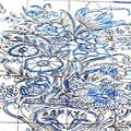 Cobalt Blue Floral Birds Mosaic Tiles (Set of 16)
