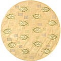 Handmade Foliage Beige Wool Rug (8' Round)