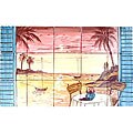 'Island Balcony Sunset' 15-tile Ceramic Wall Mural