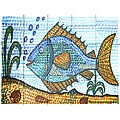 Deep Water Fish Mosaic 15-tile Ceramic Wall Mural