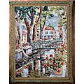 French Country Village Wall Art Tapestry with Rod Set