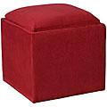 Crimson Microfiber Storage Ottoman with Tray