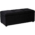 Black Microfiber Hinged-storage Ottoman Bench