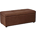 Dark Brown Microfiber Hinged-storage Ottoman Bench
