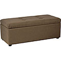 Dark Moss Microfiber Hinged-storage Ottoman Bench